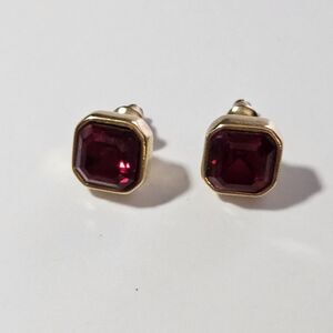 Sal Gold Tone And Red Swarovski Crystal Stud Earrings